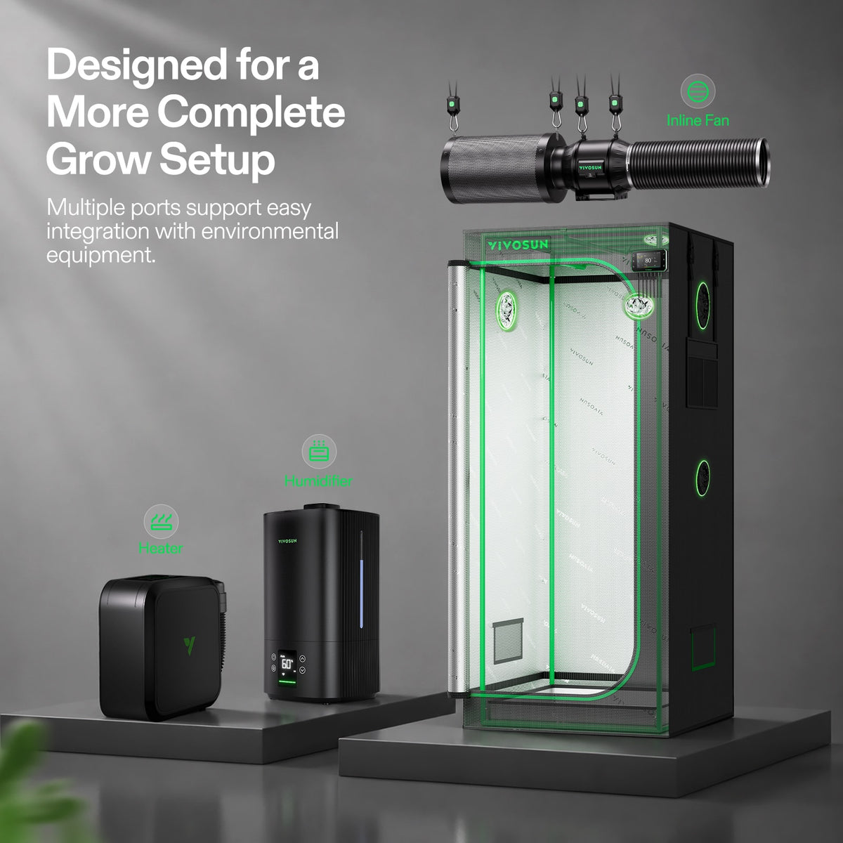 Vivosun Growbox Pro P236 70x70x160cm – Originalbild 6; Ausstattung und Anwendungsbeispiele gemäß Beschreibung