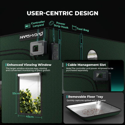 Mars Hydro Growbox Pro 100x100x180cm – Originalbild 4; Ausstattung und Anwendungsbeispiele gemäß Beschreibung