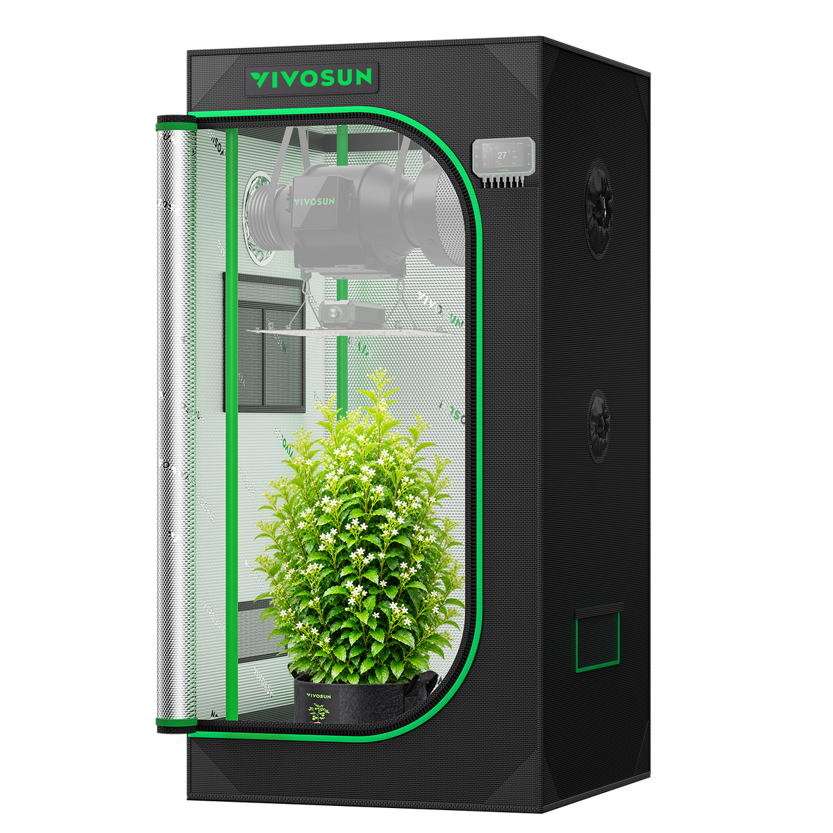 Vivosun Growbox S224 60x60x120cm – Originalbild 8; Ausstattung und Anwendungsbeispiele gemäß Beschreibung