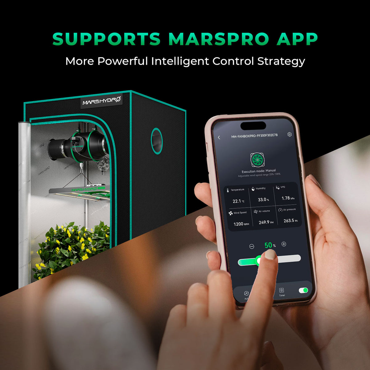 Mars Hydro FC3000 Smart Komplettset 100x100x180cm – Herstellerbild 9; Systembeispiele gemäß Lieferumfang
