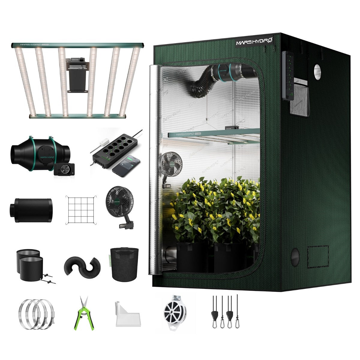 Mars Hydro FC4800 Pro Smart Komplettset 120x120x200cm – Set mit Lieferumfang