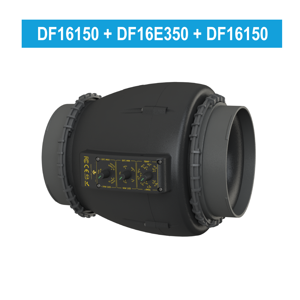 DF16E350 mit separat erhältlichen 150-mm-Schlauchadaptern