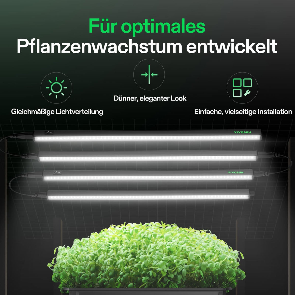 Vivosun T5 LED-Anzuchtleuchten 4er-Set, 30 oder 60cm – Herstelleransicht 2