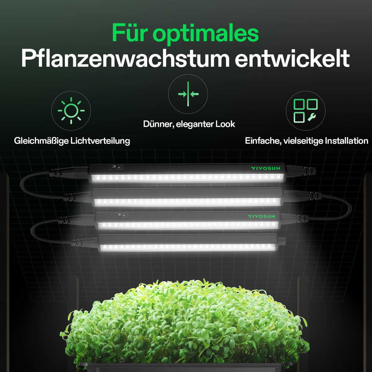 Vivosun T5 LED-Anzuchtleuchten 4er-Set, 30 oder 60cm – Herstelleransicht 2