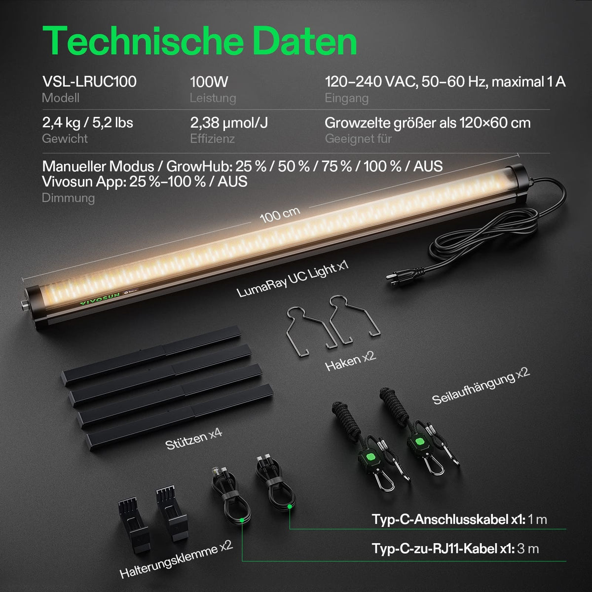 Vivosun LumaRay Under Canopy LED-Zusatzlicht 100W – Herstelleransicht 6