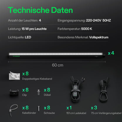 Vivosun T5 LED-Anzuchtleuchten 4er-Set, 30 oder 60cm – Herstelleransicht 9