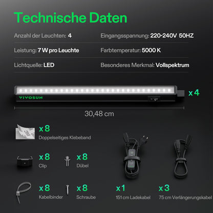 Vivosun T5 LED-Anzuchtleuchten 4er-Set, 30 oder 60cm – Herstelleransicht 9