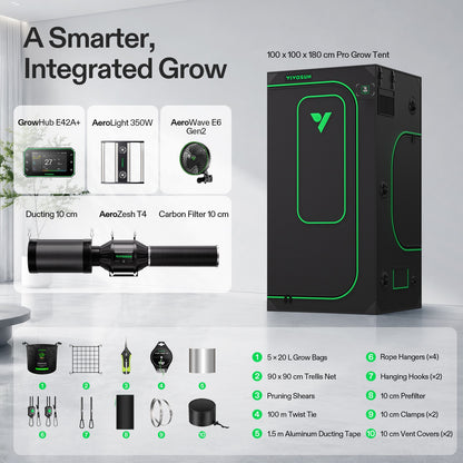 Vivosun Pro G2 Growbox Komplettset 100x100x180cm 350W – Lieferumfang und Komponenten