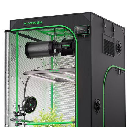 Vivosun Pro G2 Growbox Komplettset 100x100x180cm 350W – Anwendungsansicht mit Beispielpflanzen