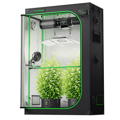 Vivosun Pro G2 Growbox Komplettset 120x60x180cm 240W – Anwendungsansicht mit Beispielpflanzen