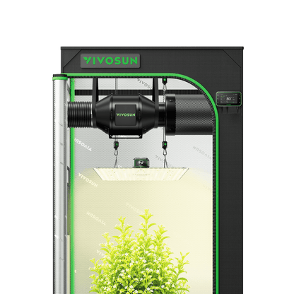 Vivosun G2 Growbox Komplettset 70x70x160cm 150W – Produkt- und Anwendungsansicht, Pflanzen als Beispiel