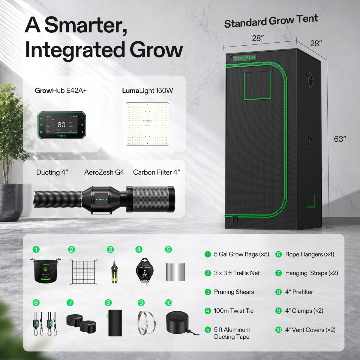 Vivosun G2 Growbox Komplettset 70x70x160cm 150W – Lieferumfang und Komponenten