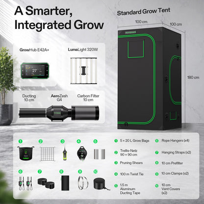 Vivosun G2 Growbox Komplettset 100x100x180cm 320W – Lieferumfang und Komponenten