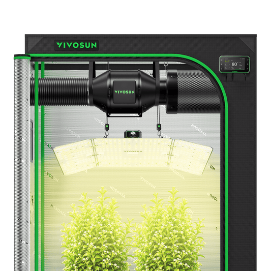 Vivosun G2 Growbox Komplettset 120x60x180cm 200W – Produkt- und Anwendungsansicht, Pflanzen als Beispiel