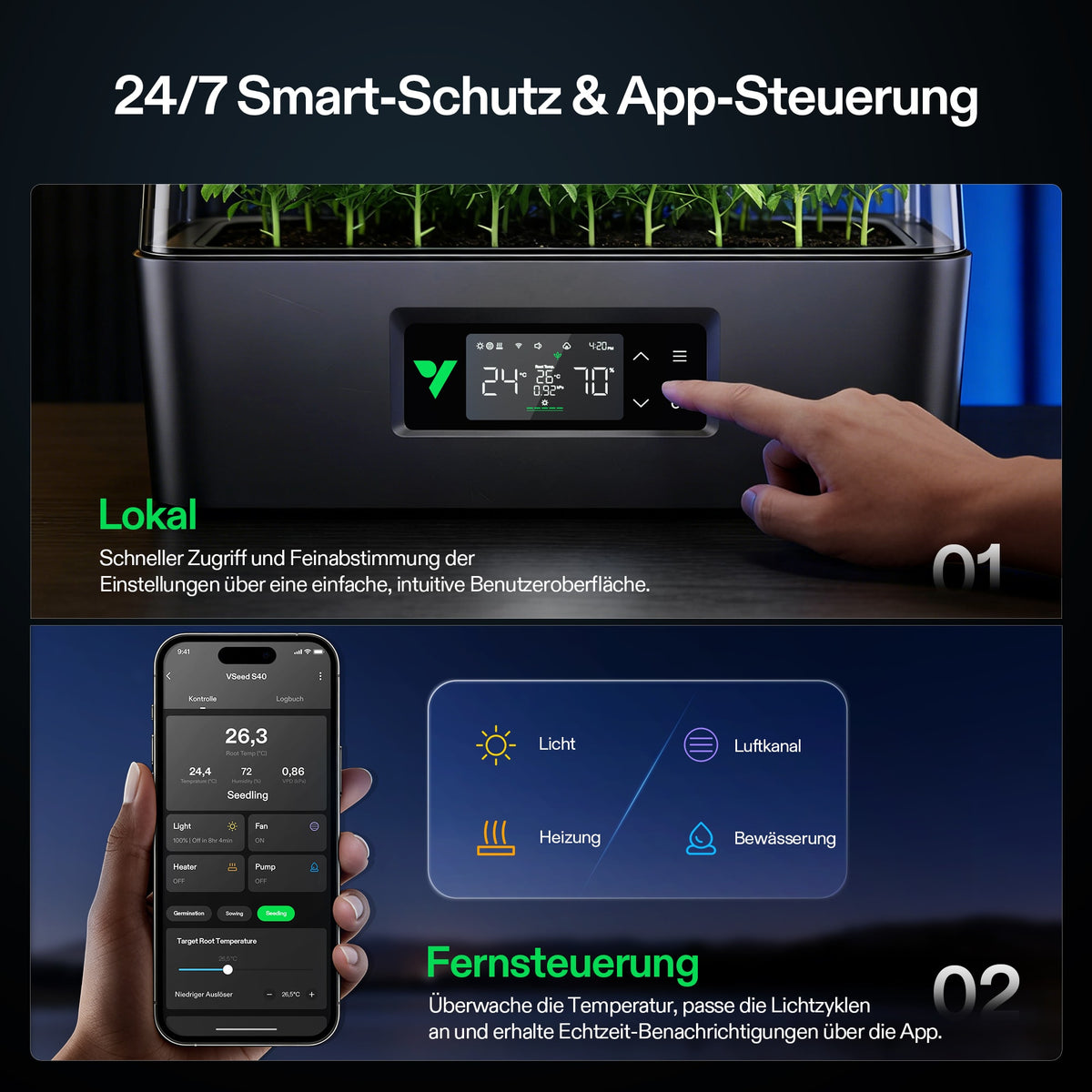 Vivosun VSeed S40 Anzuchtbox Komplettset 30W LED – Herstellerinformation und Anwendungsbeispiel 7
